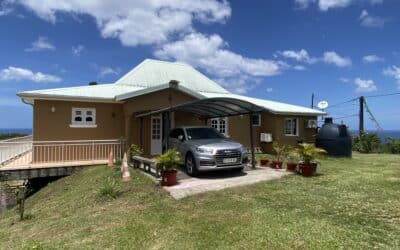 A VENDRE AU CARBET – ENSEMBLE IMMOBILIER DE 355M² AVEC PISCINE + DÉPENDANCE SUR 2000 M² DE TERRAIN – VUE MER ET MONTAGNE PELÉE – 540 000€